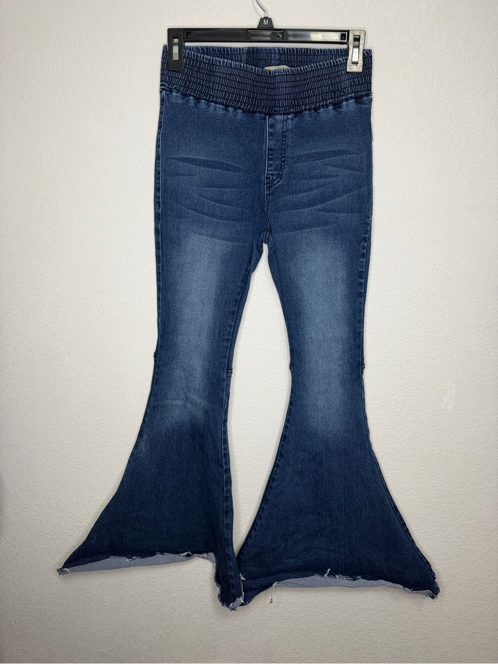 Turquoise Haven L&B Extreme Bell Bottom Jeans XS Smocked High Waist Flare Denim